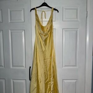 Zara Yellow Satin Slip Dress